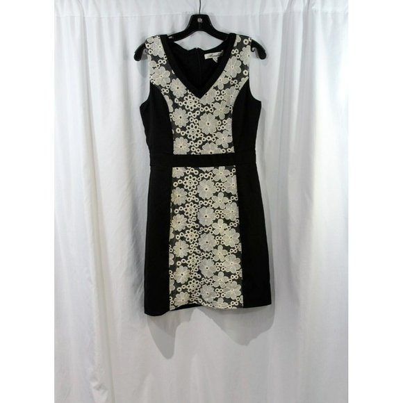 Annabella Dresses & Skirts - Annabella Womens Black White Floral Lace Inset Sleeveless Dress M NWT FLAW